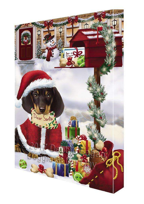 Dachshunds Dear Santa Letter Christmas Holiday Mailbox Dog Painting Printed on Canvas Wall Art
