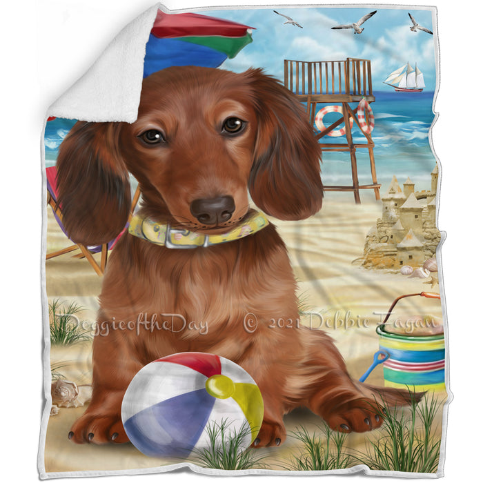Pet Friendly Beach Dachshund Dog Blanket BLNKT52797