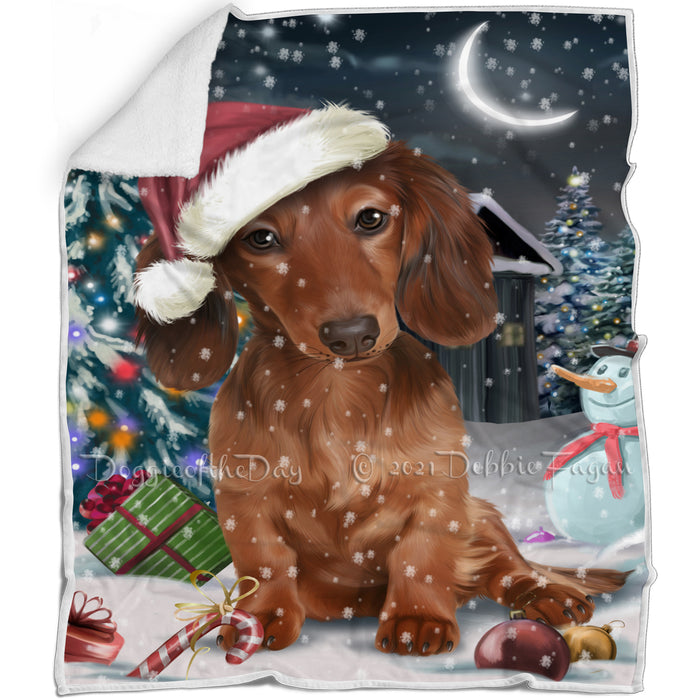 Have a Holly Jolly Christmas Dachshund Dog in Holiday Background Blanket D082