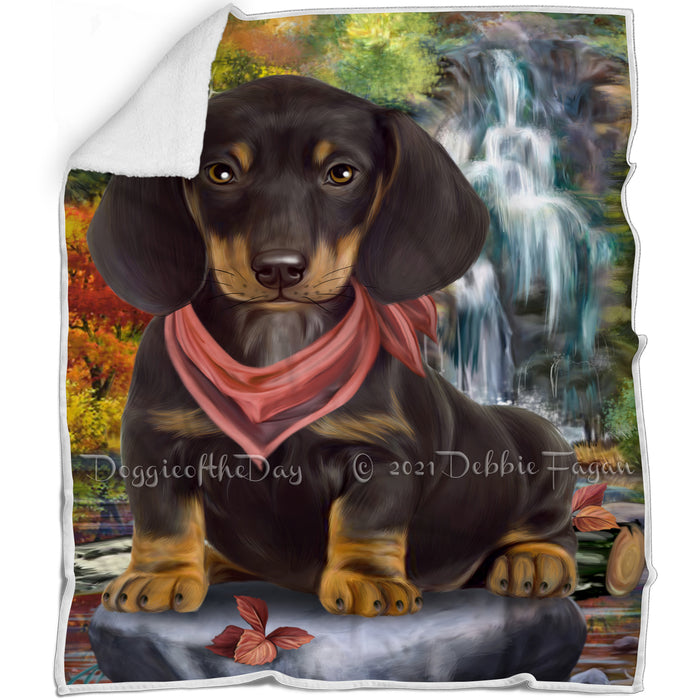 Scenic Waterfall Dachshund Dog Blanket BLNKT83577