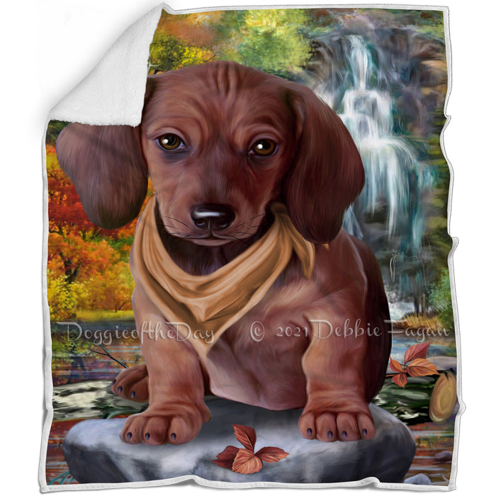 Scenic Waterfall Dachshund Dog Blanket BLNKT83586