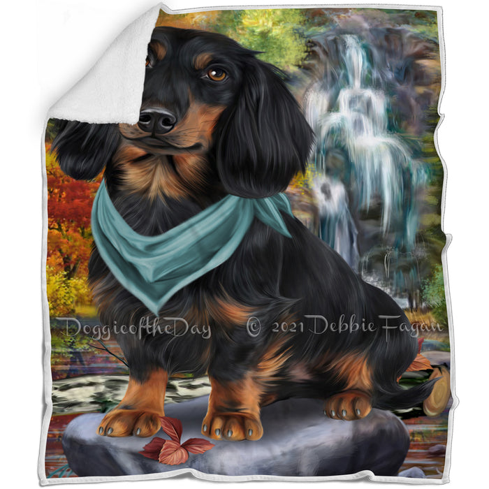 Scenic Waterfall Dachshund Dog Blanket BLNKT83595