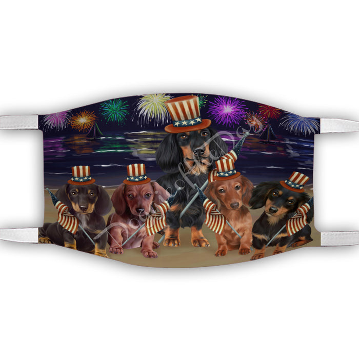 4th of July Independence Day Dachshund Dogs Face Mask FM49400
