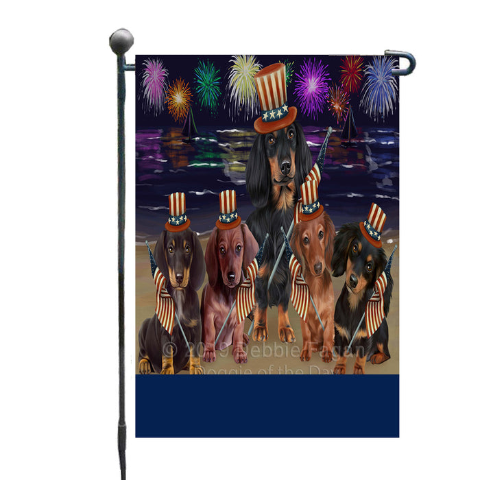 Personalized 4th of July Firework Dachshund Dogs Custom Garden Flags GFLG-DOTD-A57898