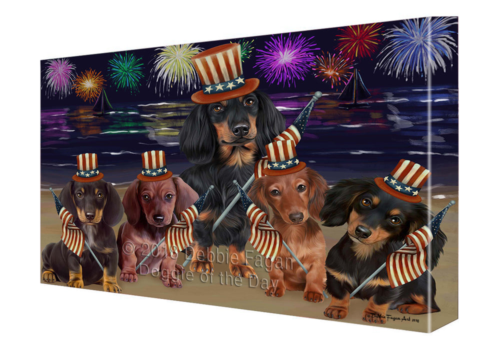 4th of July Independence Day Firework Dachshunds Dog Canvas Wall Art CVS53742