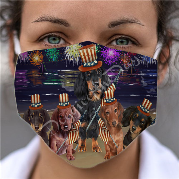 4th of July Independence Day Dachshund Dogs Face Mask FM49400