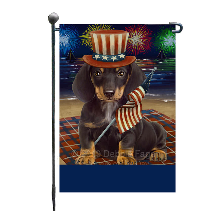 Personalized 4th of July Firework Dachshund Dog Custom Garden Flags GFLG-DOTD-A57899