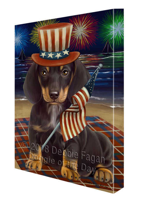 4th of July Independence Day Firework Dachshund Dog Canvas Wall Art CVS53751