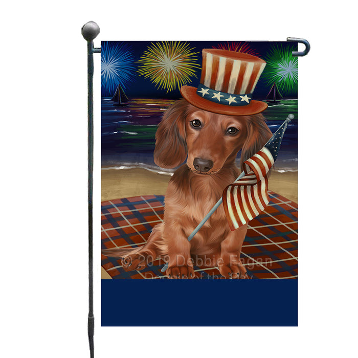 Personalized 4th of July Firework Dachshund Dog Custom Garden Flags GFLG-DOTD-A57900