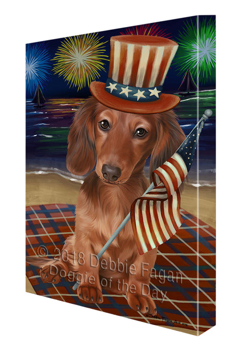 4th of July Independence Day Firework Dachshund Dog Canvas Wall Art CVS53760