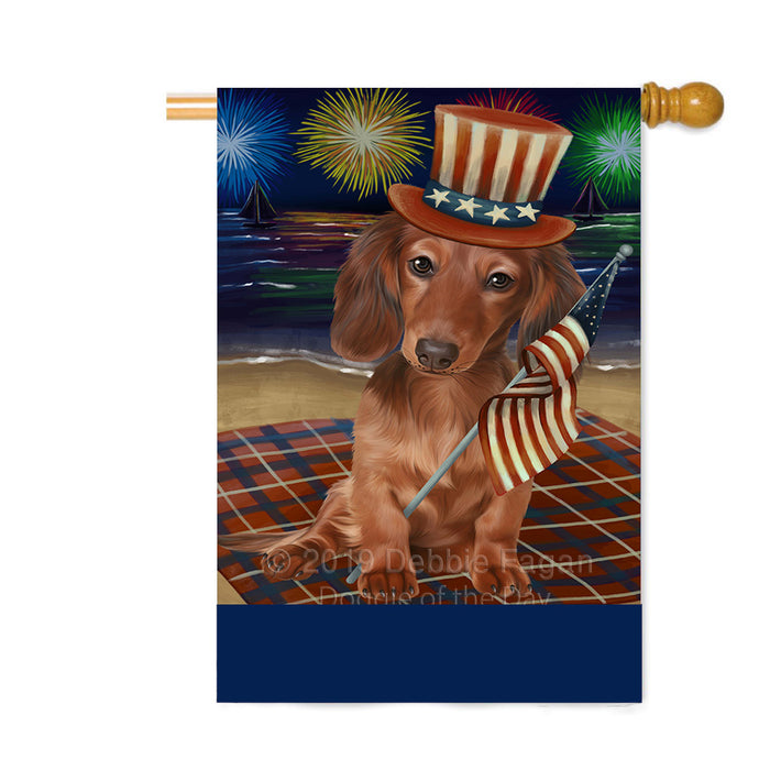 Personalized 4th of July Firework Dachshund Dog Custom House Flag FLG-DOTD-A57956