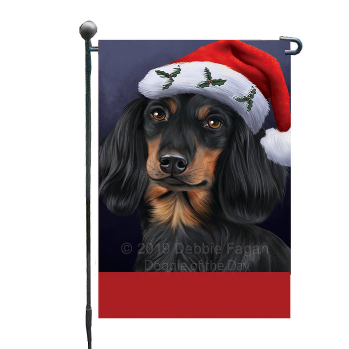 Personalized Christmas Holidays Dachshund Dog Wearing Santa Hat Portrait Head Custom Garden Flags GFLG-DOTD-A59824