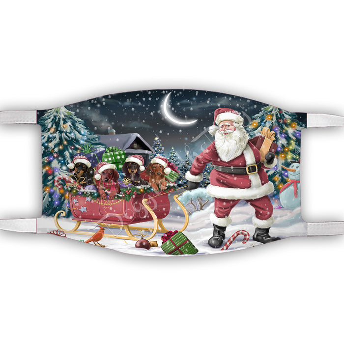 Santa Sled Dogs Christmas Happy Holidays Dachshund Dogs Face Mask FM48992