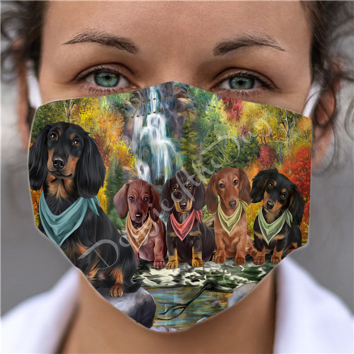 Scenic Waterfall Dachshund Dogs Face Mask FM49296