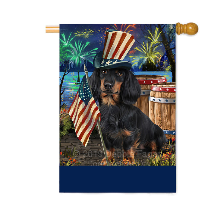 Personalized 4th of July Firework Dachshund Dog Custom House Flag FLG-DOTD-A57958