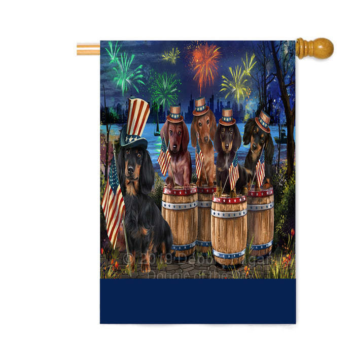 Personalized 4th of July Firework Dachshund Dogs Custom House Flag FLG-DOTD-A57957