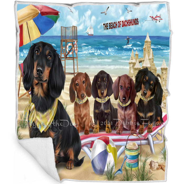 Pet Friendly Beach Dachshunds Dog Blanket BLNKT52842