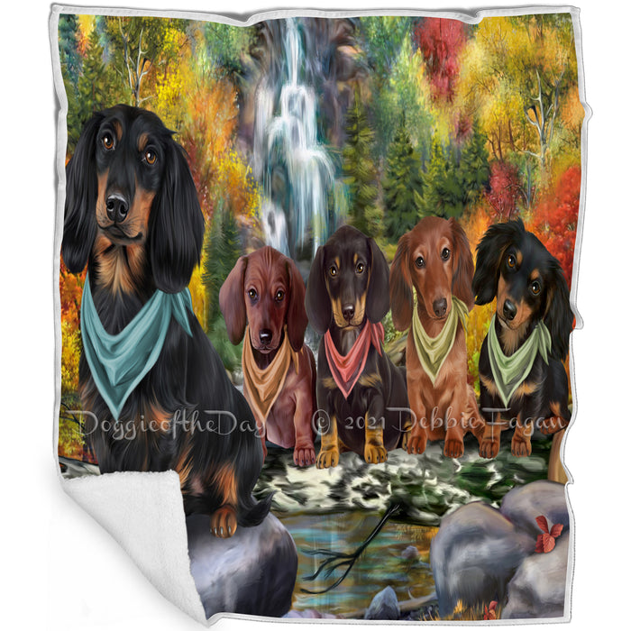 Scenic Waterfall Dachshunds Dog Blanket BLNKT83550