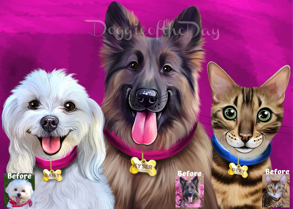 Digital Painting PERSONALIZED PET PORTRAIT! Custom Pet Dog or Cat Art