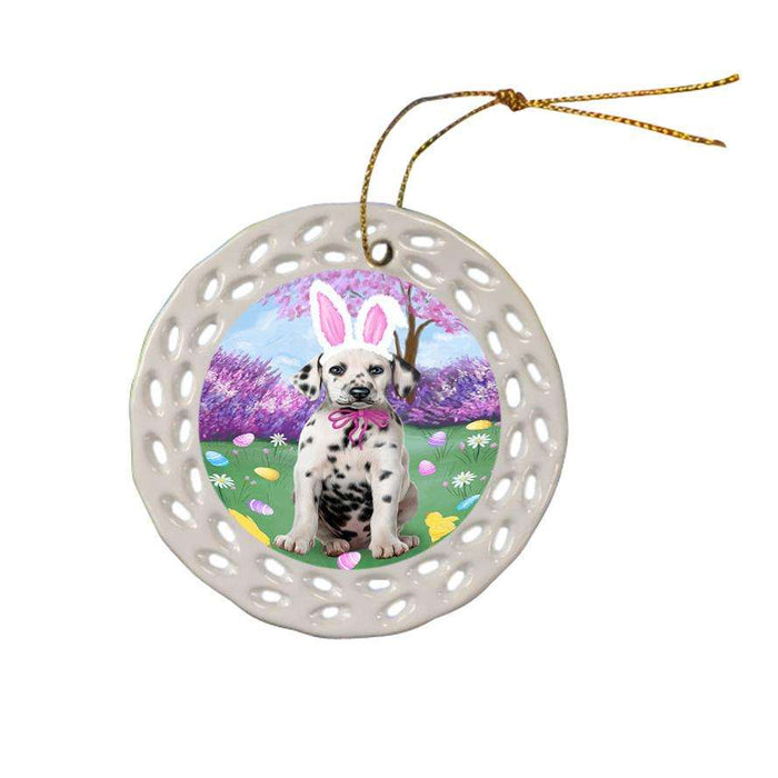Dalmatian Dog Easter Holiday Ceramic Doily Ornament DPOR49138