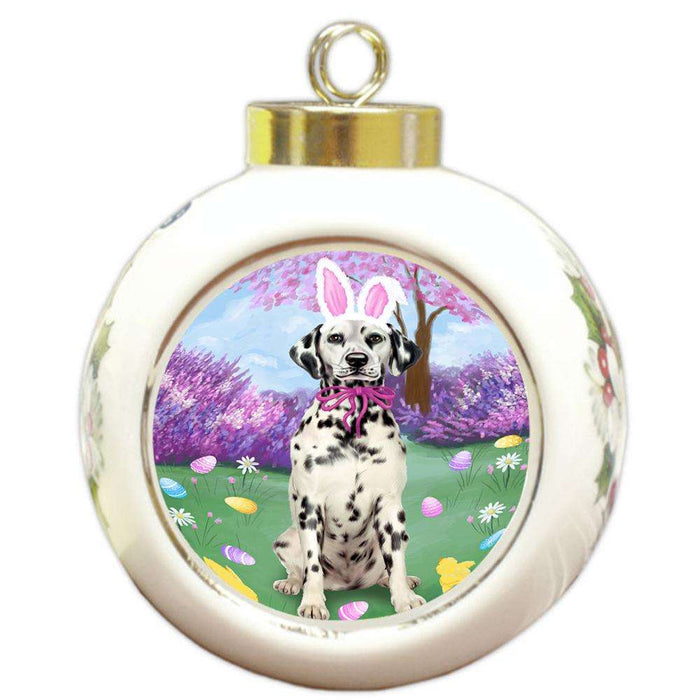 Dalmatian Dog Easter Holiday Round Ball Christmas Ornament RBPOR49136