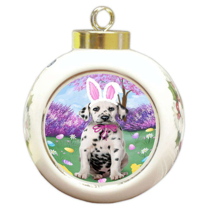 Dalmatian Dog Easter Holiday Round Ball Christmas Ornament RBPOR49138