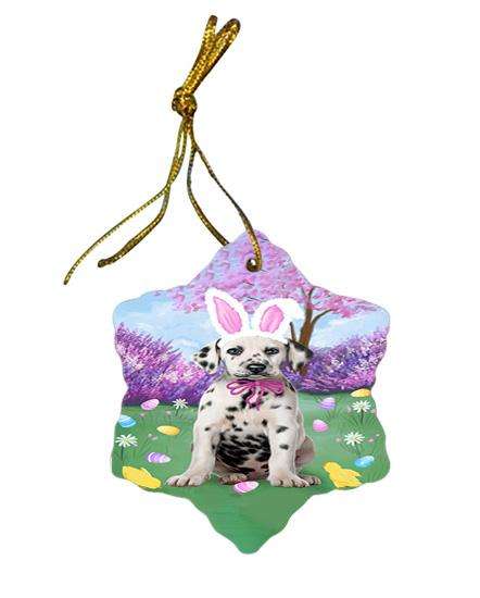Dalmatian Dog Easter Holiday Star Porcelain Ornament SPOR49130