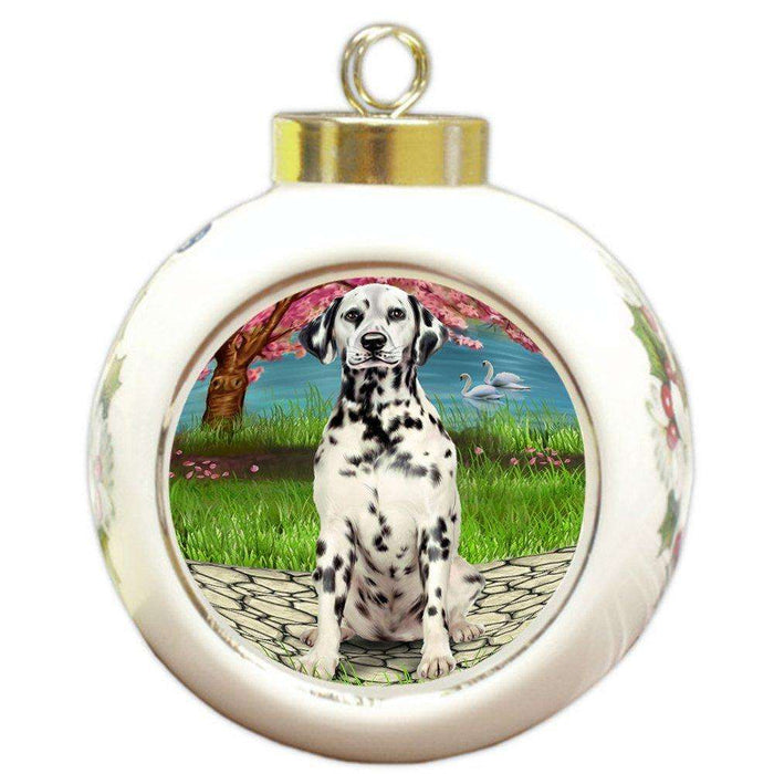 Dalmatian Dog Round Ball Christmas Ornament RBPOR48487
