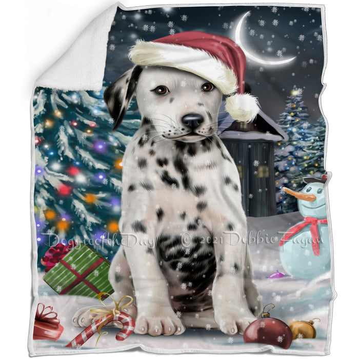Have a Holly Jolly Christmas Dalmatian Dog in Holiday Background Blanket D178