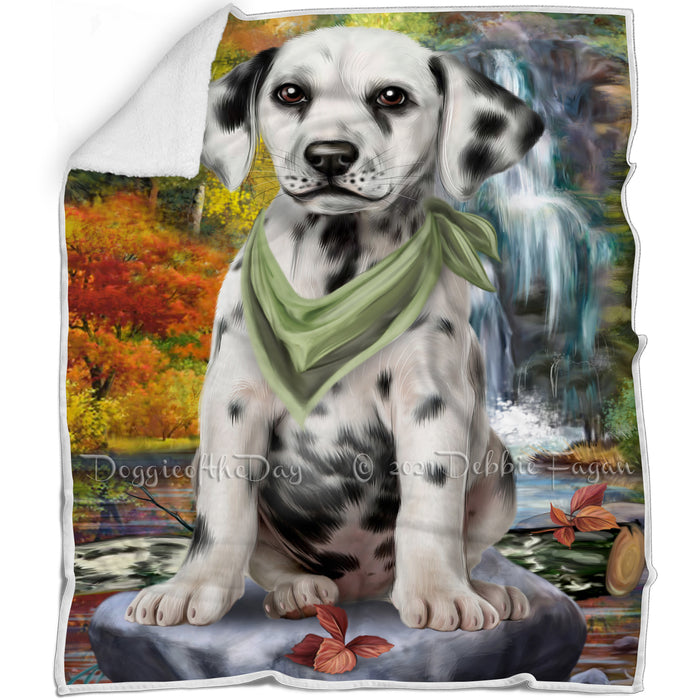 Scenic Waterfall Dalmatian Dog Blanket BLNKT83613