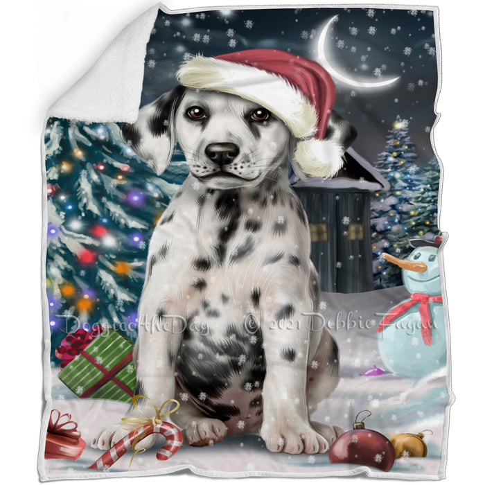 Have a Holly Jolly Christmas Dalmatian Dog in Holiday Background Blanket D179