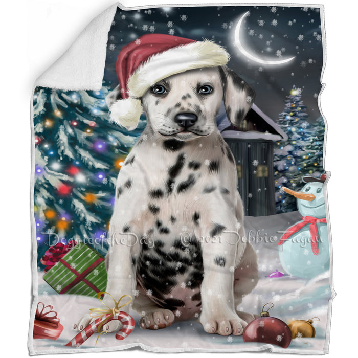 Have a Holly Jolly Christmas Dalmatian Dog in Holiday Background Blanket D181