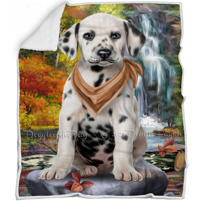 Scenic Waterfall Dalmatian Dog Blanket BLNKT83640