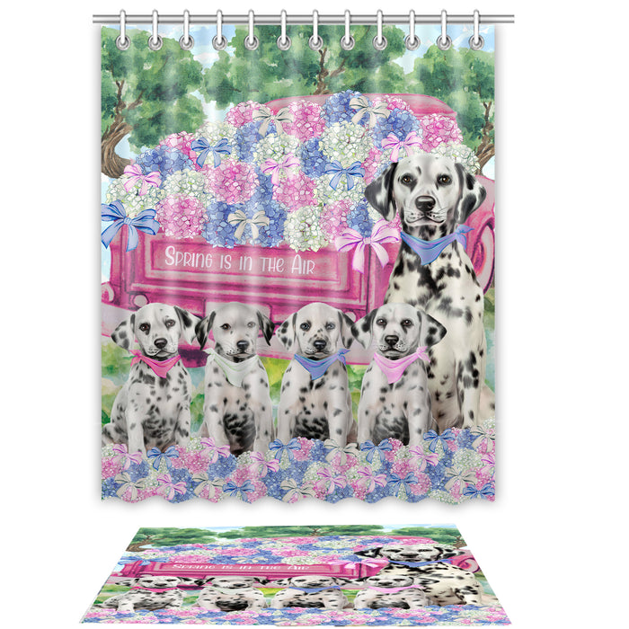 Dalmatian Shower Curtain & Bath Mat Set: Explore a Variety of Designs, Custom, Personalized, Curtains with hooks and Rug Bathroom Decor, Gift for Dog and Pet Lovers