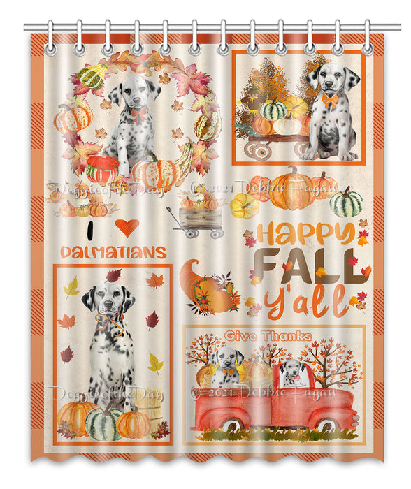 Happy Fall Y'all Pumpkin Dalmatian Dogs Shower Curtain Bathroom Accessories Decor Bath Tub Screens