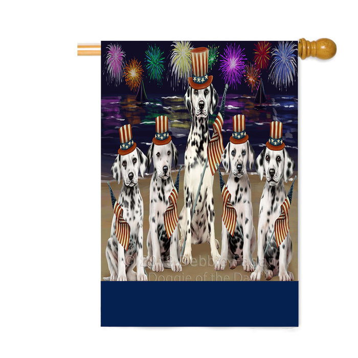 Personalized 4th of July Firework Dalmatian Dogs Custom House Flag FLG-DOTD-A57959