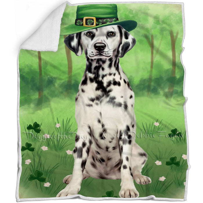 St. Patricks Day Irish Portrait Dalmatian Dog Blanket BLNKT54732