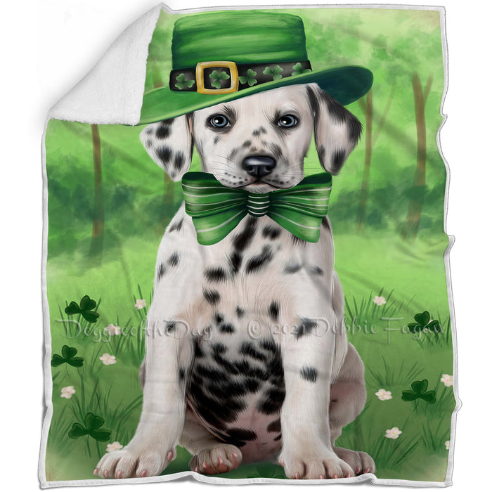 St. Patricks Day Irish Portrait Dalmatian Dog Blanket BLNKT54750