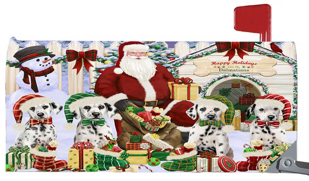 Happy Holidays Christmas Dalmatian Dogs House Gathering 6.5 x 19 Inches Magnetic Mailbox Cover Post Box Cover Wraps Garden Yard Décor MBC48811