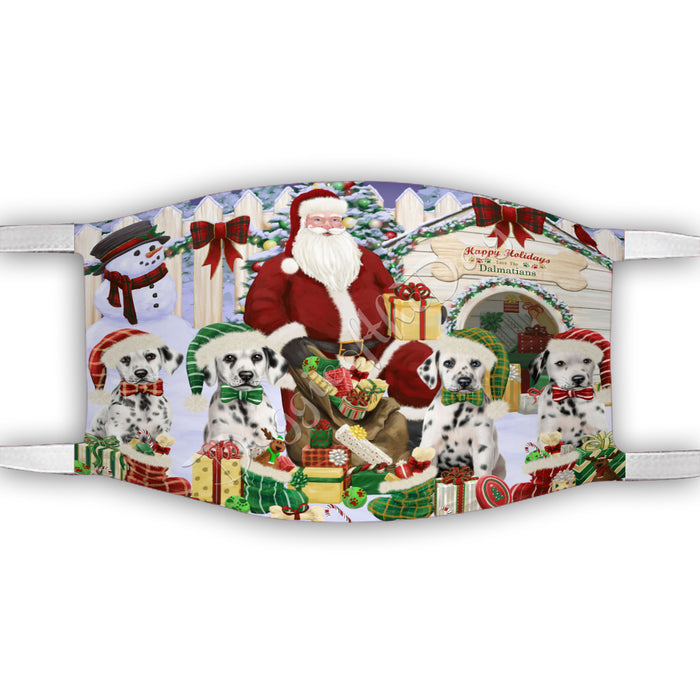 Happy Holidays Christmas Dalmatian Dogs House Gathering Face Mask FM48244