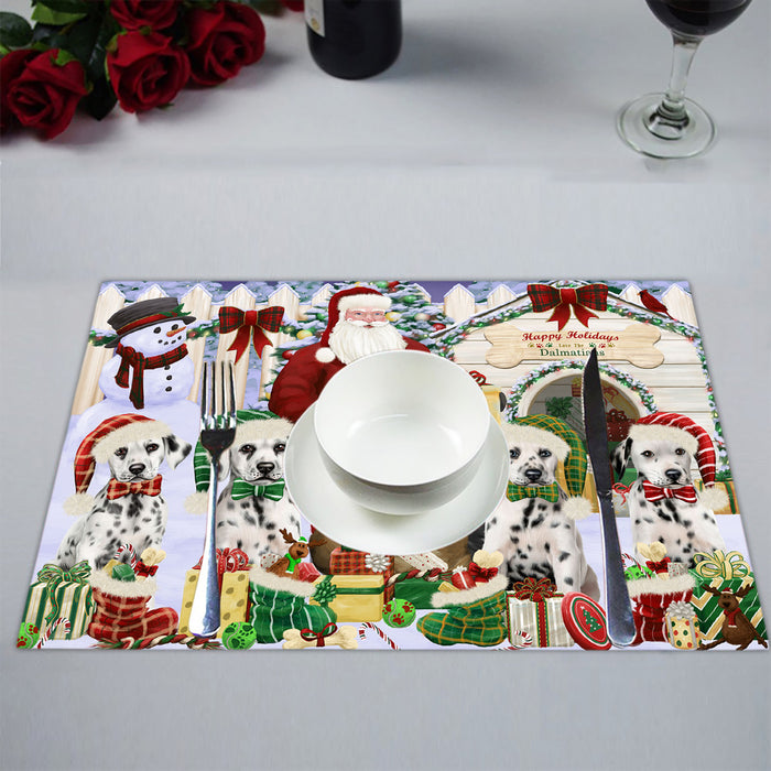 Happy Holidays Christmas Dalmatian Dogs House Gathering Placemat