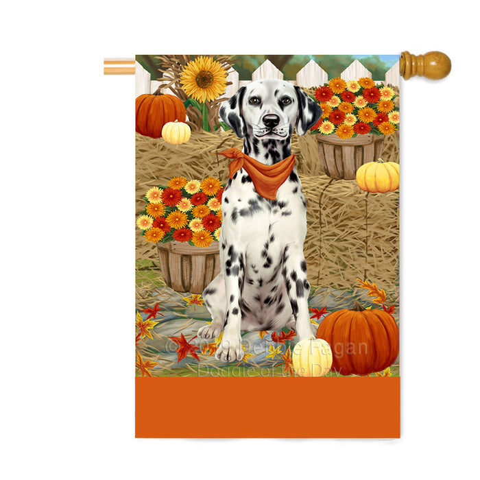 Personalized Fall Autumn Greeting Dalmatian Dog with Pumpkins Custom House Flag FLG-DOTD-A61963