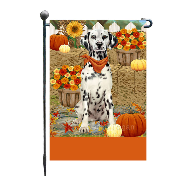 Personalized Fall Autumn Greeting Dalmatian Dog with Pumpkins Custom Garden Flags GFLG-DOTD-A61907