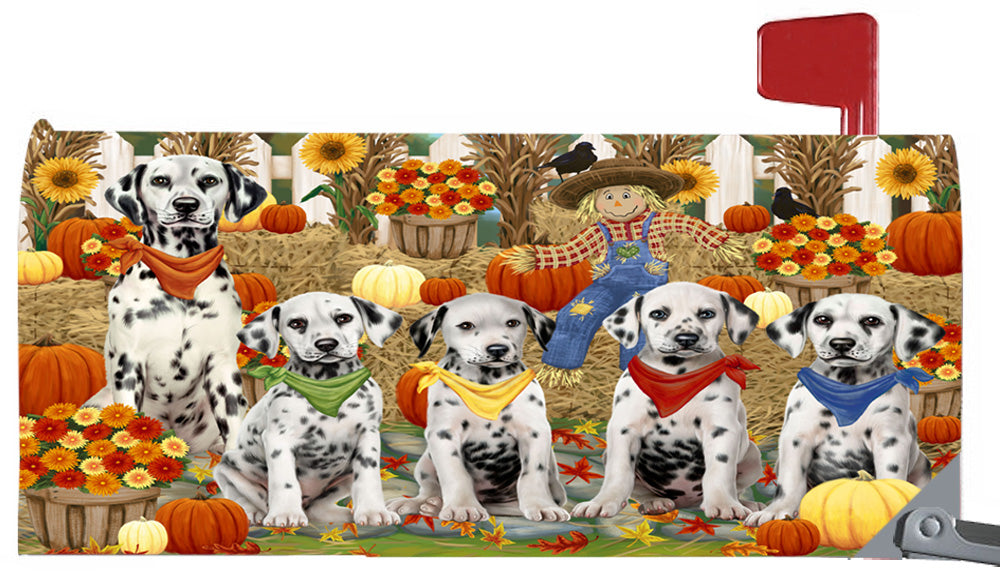 Fall Festive Harvest Time Gathering Dalmatian Dogs 6.5 x 19 Inches Magnetic Mailbox Cover Post Box Cover Wraps Garden Yard Décor MBC49081