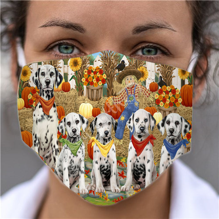 Fall Festive Harvest Time Gathering  Dalmatian Dogs Face Mask FM48533