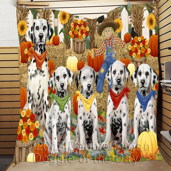 Fall Festive Harvest Time Gathering Dalmatian Dogs Quilt