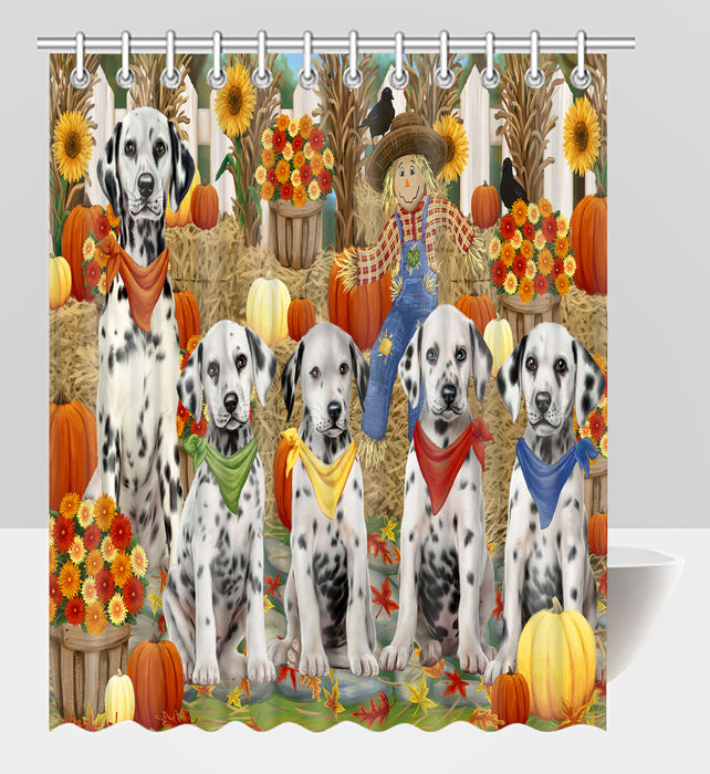 Fall Festive Harvest Time Gathering Dalmatian Dogs Shower Curtain