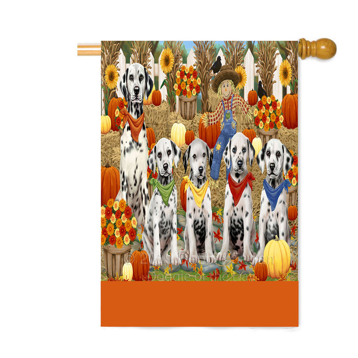 Personalized Fall Festive Gathering Dalmatian Dogs with Pumpkins Custom House Flag FLG-DOTD-A61964