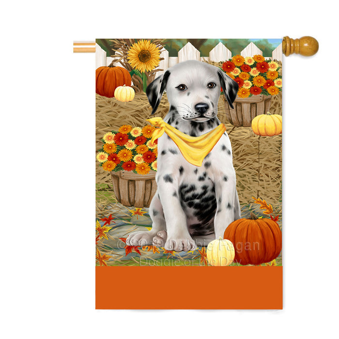 Personalized Fall Autumn Greeting Dalmatian Dog with Pumpkins Custom House Flag FLG-DOTD-A61965