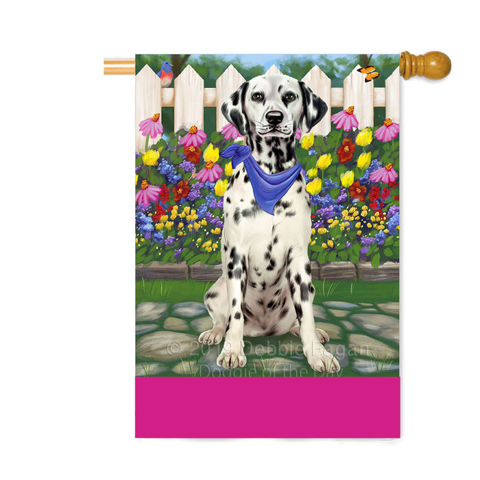 Personalized Spring Floral Dalmatian Dog Custom House Flag FLG-DOTD-A62905
